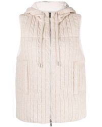 Peserico - Hooded Cable-knit Padded Gilet - Lyst