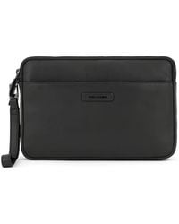 Piquadro - Grained Leather Clutch Bags - Lyst