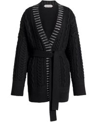 Alberta Ferretti - Aran Cable-Knit Cardigan - Lyst