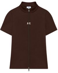 Courreges - T-Shirt Met Rits En Kraag - Lyst