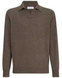 Brunello Cucinelli - Mouliné Cashmere Knit Polo - Lyst