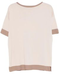 D.exterior - Contrast-Trim Fine-Knit T-Shirt - Lyst