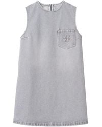 Miu Miu - Mini-jurk Met Logo-applicatie - Lyst