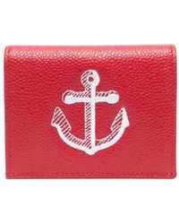 Thom Browne - Anchor-Embroidered Leather Cardholder - Lyst