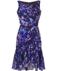 Marchesa notte Cocktail Jurk Van Chiffon - Paars