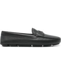Prada - Triangle-Logo Leather Loafers - Lyst