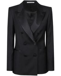 Tagliatore - Double-Breasted Satin-Trim Blazer - Lyst