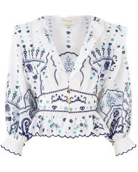 CAMILLA - Ruffled V-Neck Blouse - Lyst