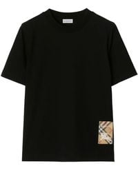 Burberry - T-Shirt Con Applicazione A Quadri - Lyst