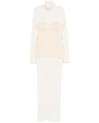 Jean Paul Gaultier - Ankle-Length Off- Ribbed Knit Dress - Lyst