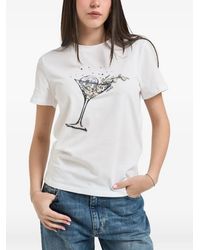 Liu Jo - Crystal-Embellished Cocktail-Print T-Shirt - Lyst