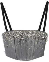 Miu Miu - Haut Crop À Ornements En Cristal - Lyst