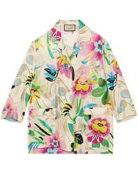 Gucci - Seidenhemd mit Blumen-Print - Lyst