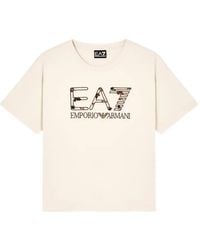 EA7 - Logo-Embroidered Cotton T-Shirt - Lyst