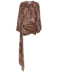 ANDAMANE - Indira Paisley-Print Lace-Fastening Mini Dress - Lyst