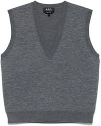 A.P.C. - Sleeveless Gilet With Plunging V-Neck - Lyst