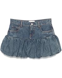 Coperni - Gathered-Hem Denim Mini Skirt - Lyst