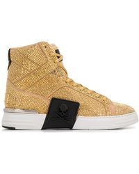 Philipp Plein - Rhinestone-Embellished High-Top Sneakers - Lyst