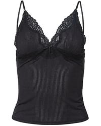 Fleur du Mal - Lace-Trim Ribbed Top - Lyst