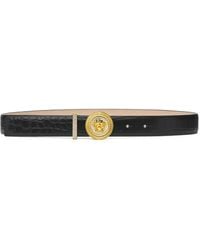 Versace - Medusa Biggie Embellished Croc-Effect Belt 3Cm - Lyst