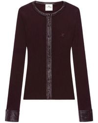 Courreges - Vinyl-Trim Ribbed-Knit Cardigan - Lyst