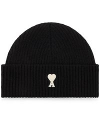 Ami Paris - Wool Beanie With Ami De Coeur - Lyst