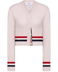 Thom Browne - Cashmere Rwb Stripe Shrunken Cardigan - Lyst