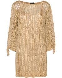 Liu Jo - Fringe-detail Open-knit Dress - Lyst