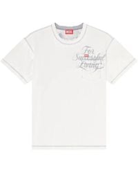 DIESEL - T-Shirt With Chest Pocket And Graphic Print - Lyst