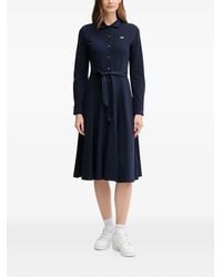 Lacoste - Vestido Midi Con Cinturón - Lyst