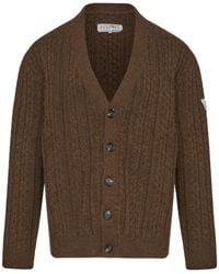 MM6 by Maison Margiela - Brauner Gerippter Strick V-Ausschnitt Pullover - Lyst