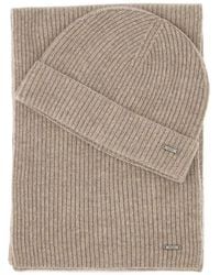 BOSS - Logo-Plaque Scarf And Beanie Hat Set - Lyst