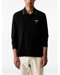 Aeronautica Militare - Logo-Embroidered Longsleeve Polo Shirt - Lyst