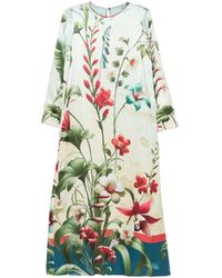 F.R.S For Restless Sleepers - Floral-Print Long-Sleeve Maxi Dress - Lyst