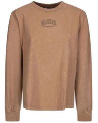 Ganni - Washed Effect Longsleeve T-Shirt - Lyst
