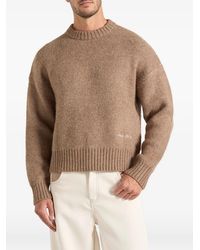 Manière De Voir - Kamil Art Slogan Speckled Brushed Wool-Blend Knit Jumper - Lyst