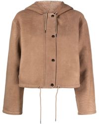 Theory - Hooded Leather Jacket - Lyst
