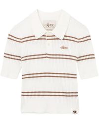 AAPE BY A BATHING AP - Striped Ribbed-Knit Polo Top - Lyst
