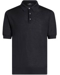 Etro - Pegaso-embroidered Knitted Polo Shirt - Lyst