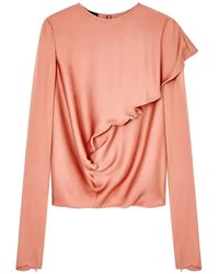 Giorgio Armani - Blouse Drapée À Volants - Lyst