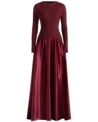 Manière De Voir - Adeline Knit & Satin Curved Hem Maxi Dress - Lyst