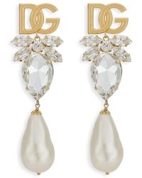 Dolce & Gabbana - Logo-lettering Crystal-embellishment Drop Earrings - Lyst