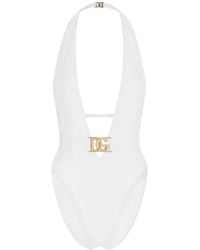 Dolce & Gabbana - Dolce & Gabbana Plunging-Neckline One-Piece Swimsuit - Lyst