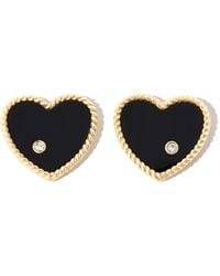 Yvonne Léon - 9Kt Onyx Heart Diamond Stud Earrings - Lyst