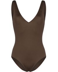 Asceno Bañador con cuello en V - Marrón