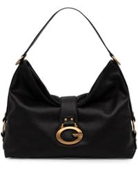 Guess - Large Camden Logo-Plaque Pebbled Shoulder Bag - Lyst