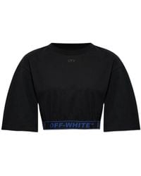 Off-White c/o Virgil Abloh - Logo-Tape Cropped T-Shirt - Lyst