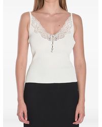Self-Portrait - Lace Trim Rib Knit Top - Lyst
