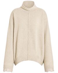 Alberta Ferretti - Lace-Trim High-Neck Sweater - Lyst