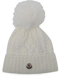 Moncler - Cable-Knit Pom-Pom Beanie Hat - Lyst